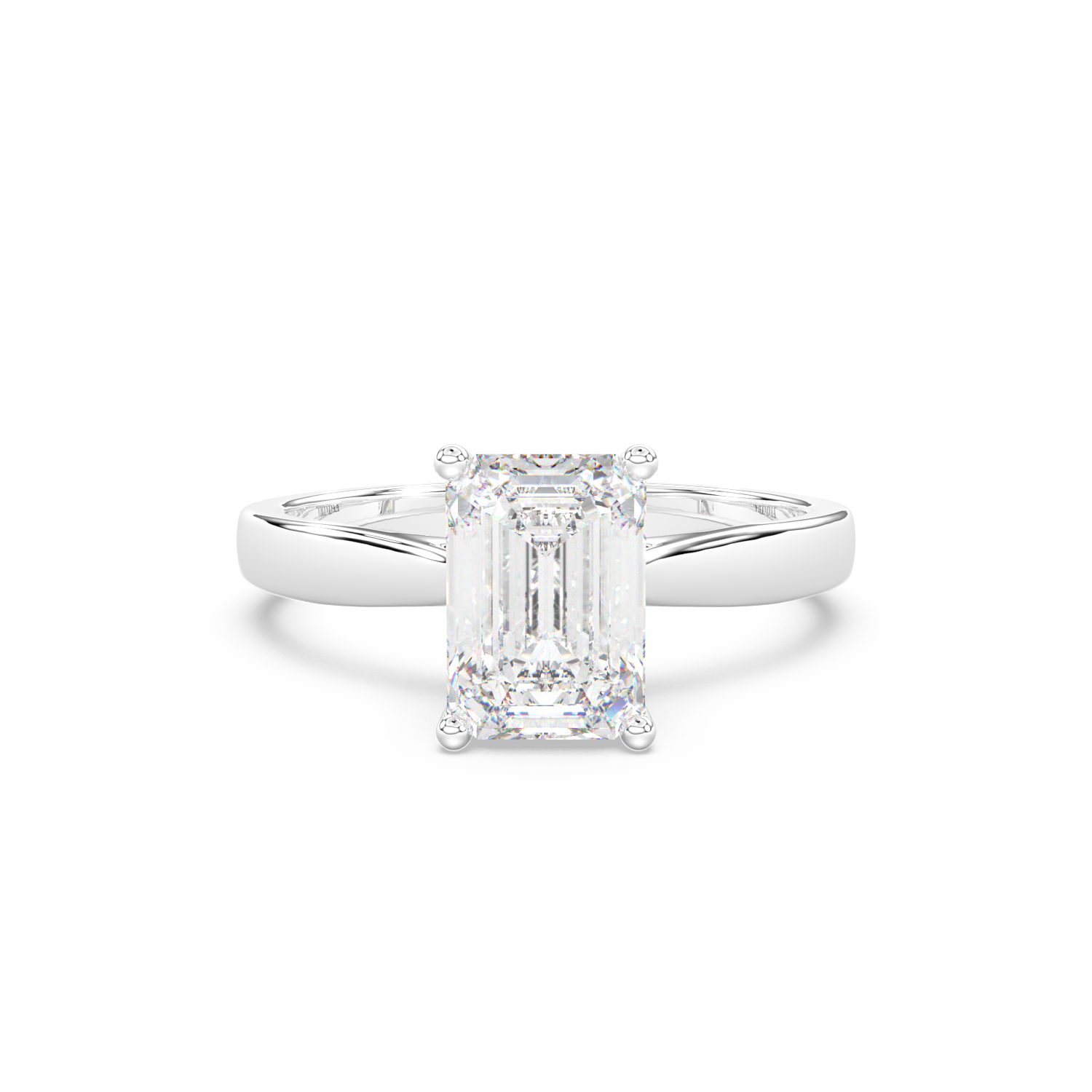 Emerald Cut Sterling Silver Solitaire Ring