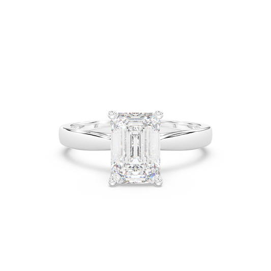 Emerald Cut Sterling Silver Solitaire Ring