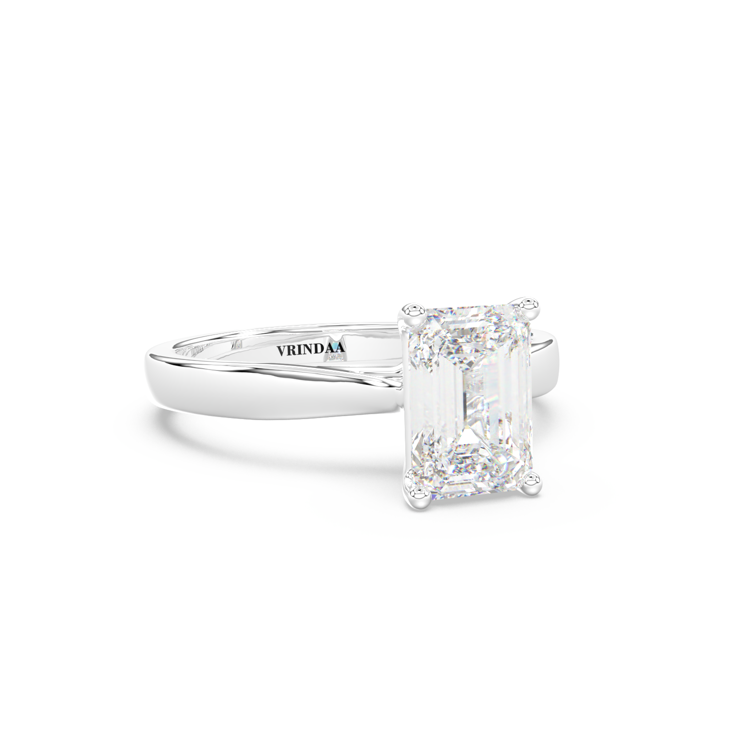 Emerald Cut Sterling Silver Solitaire Ring