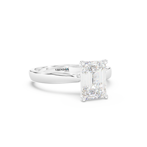 Emerald Cut Sterling Silver Solitaire Ring