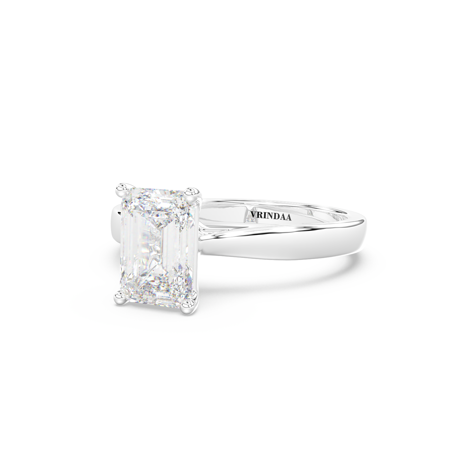Emerald Cut Sterling Silver Solitaire Ring