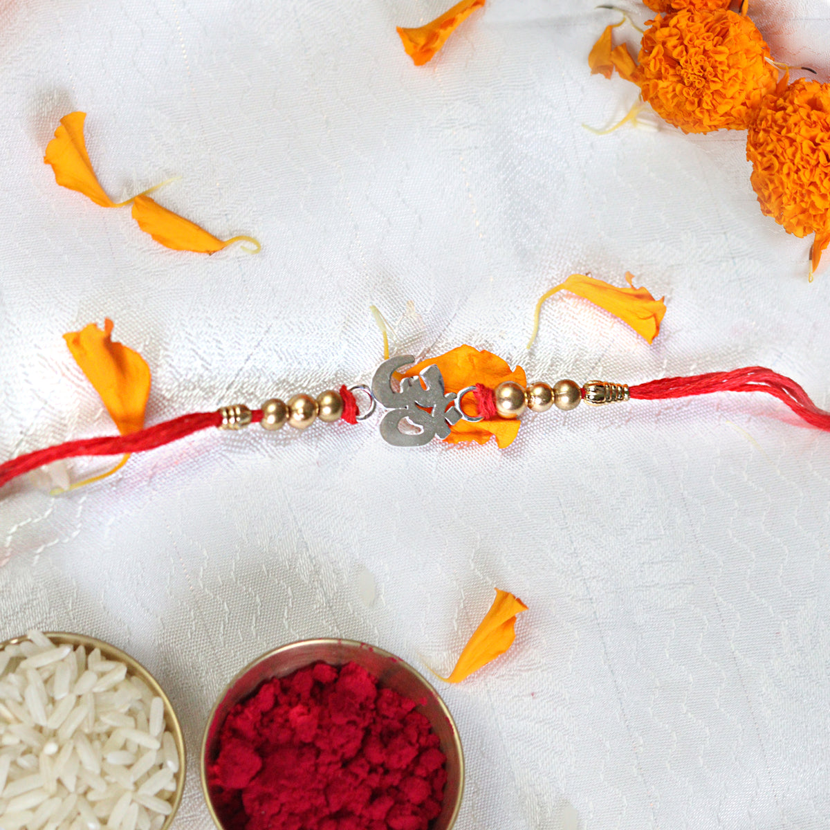 Divine Om Silver Rakhi