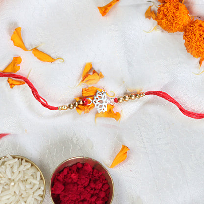 Traditional Silver Lotus Rakhi