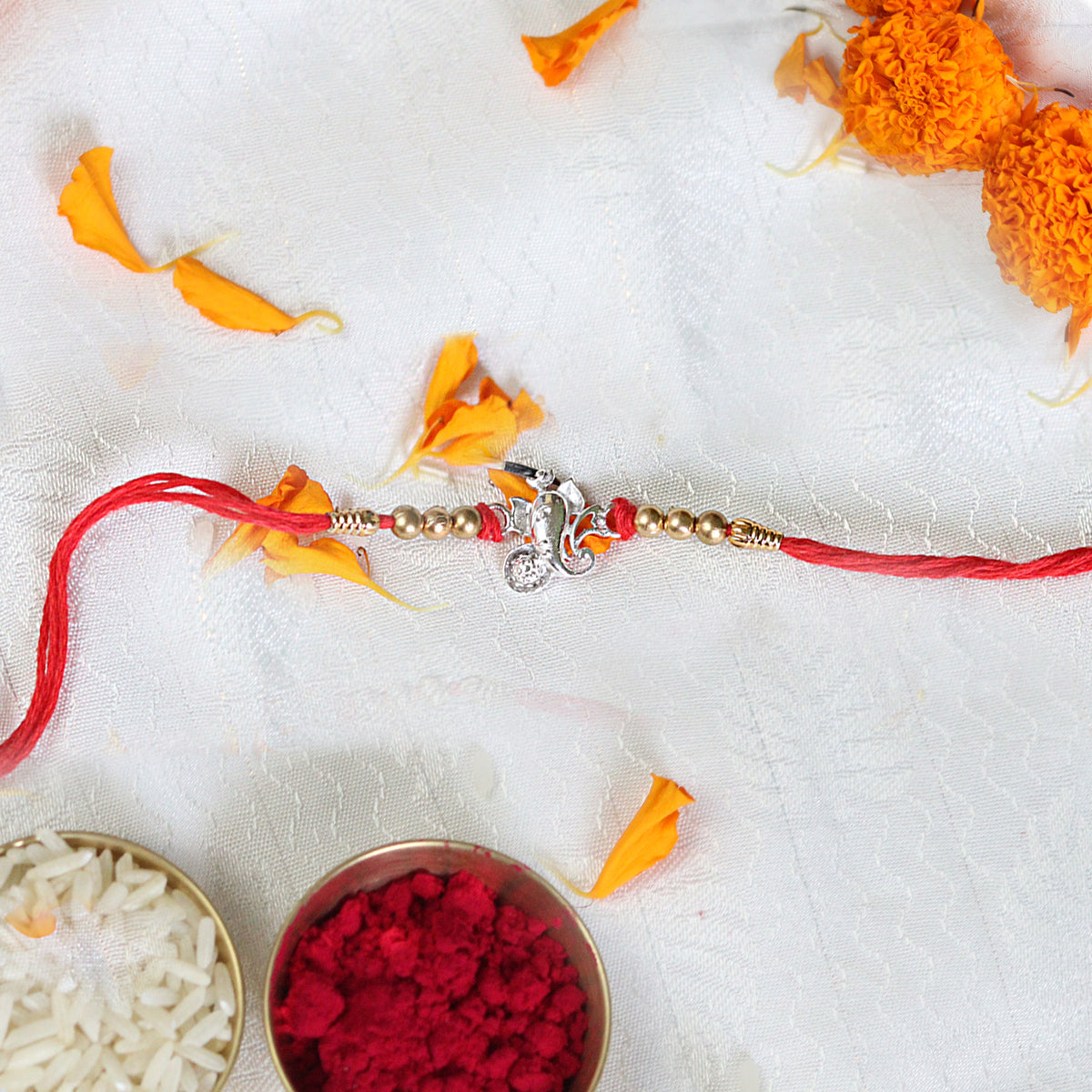 Ganesha Rakhi – Sculpted Motif in 925 Sterling Silver