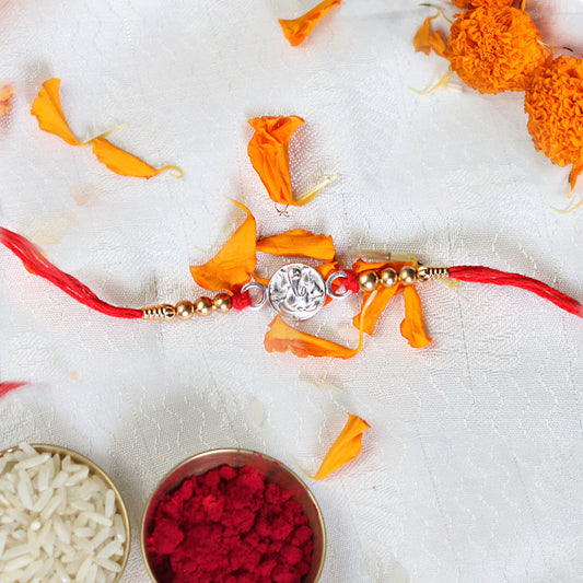 Traditional Ganesha Silver Rakhi
