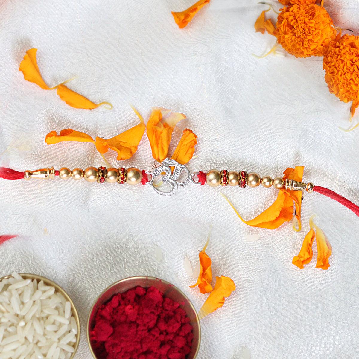 Om Blessings Silver Rakhi