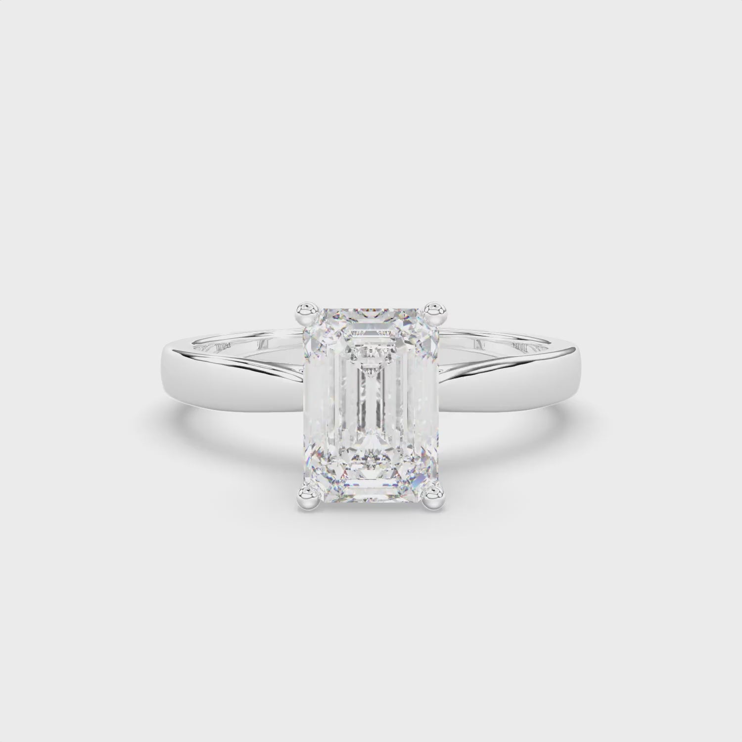 Emerald Cut Sterling Silver Solitaire Ring